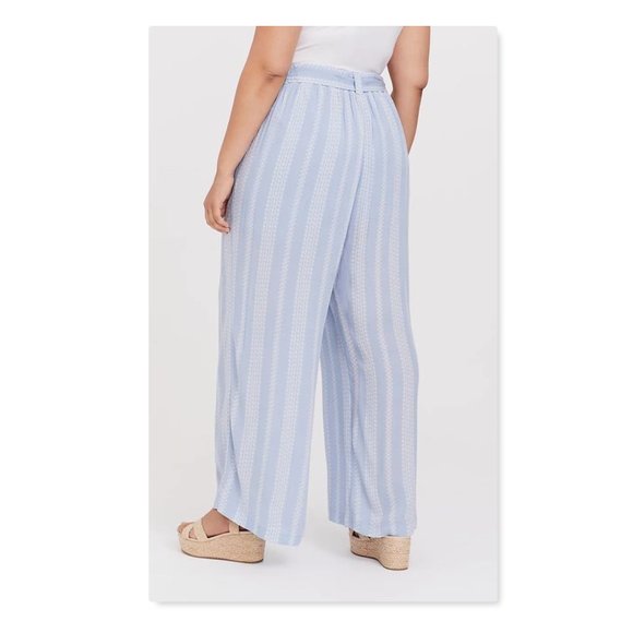 Torrid Light Blue Geo Strip Gauze Wide Leg Pany 0X - Picture 4 of 10